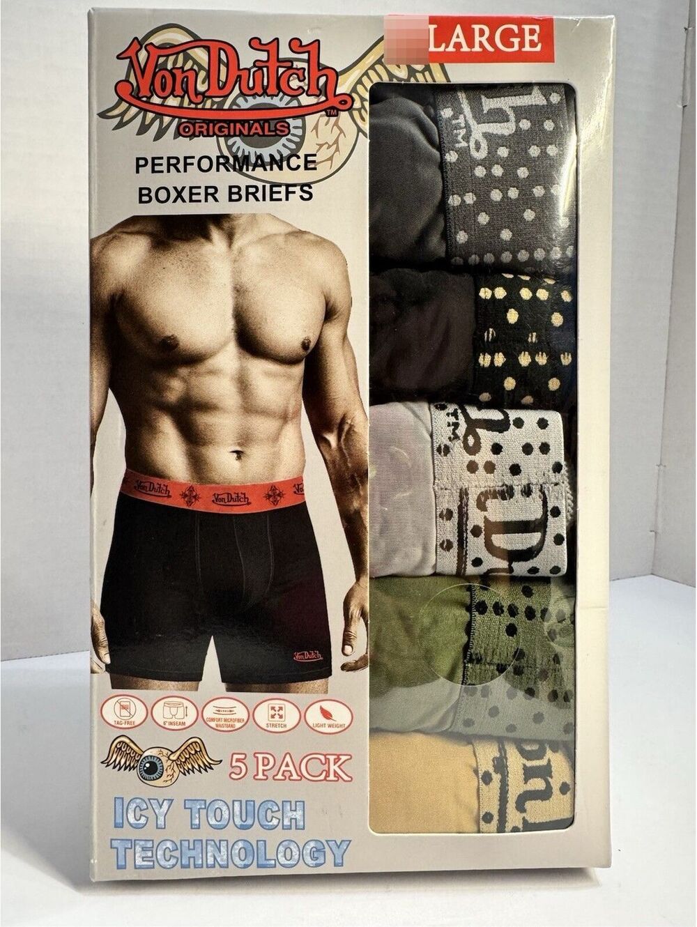 Von Dutch Men's Performance Boxer Briefs Icy Touch Technology Size L/36-38 NWT